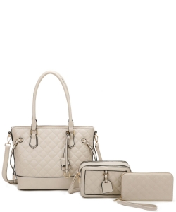 Quilted 3 in 1 Shopper Set LF452T3 BEIGE